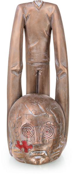 Bronzefigur Ups! von Ivar Lardschneider