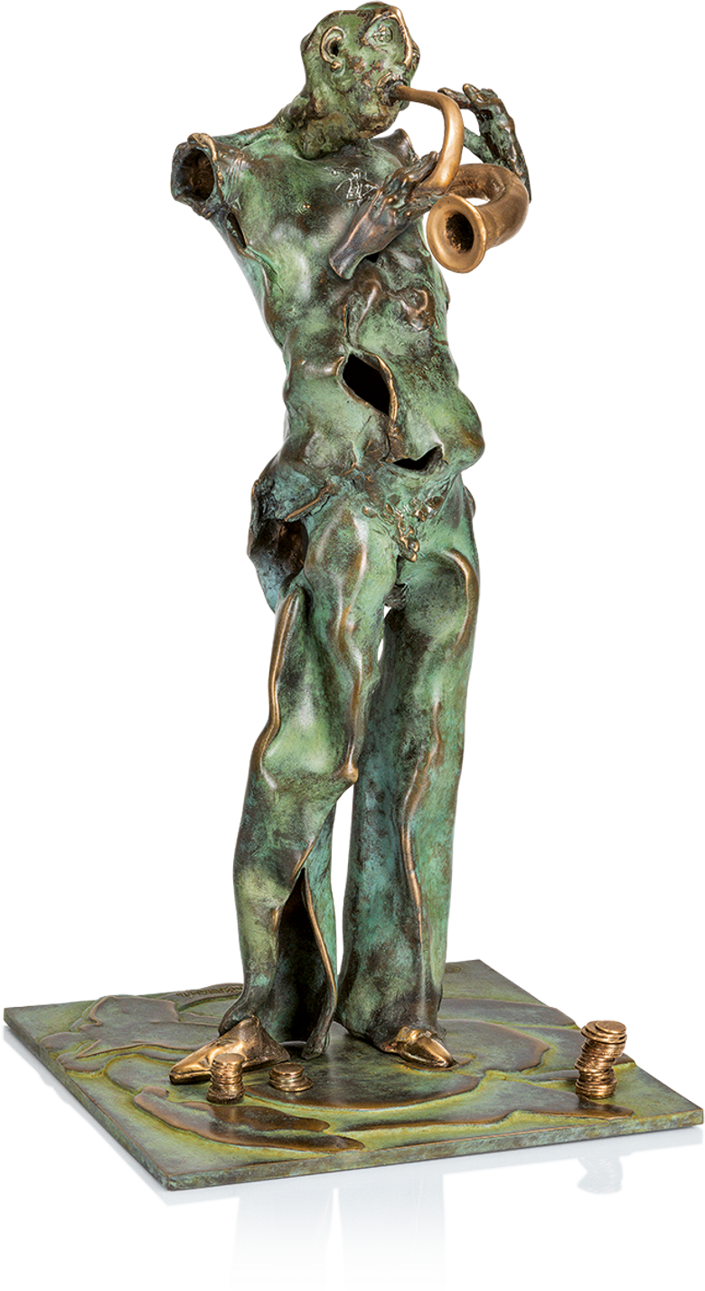 Bronzefigur »Straßenmusikant« von Nikolaus-Otto Kruch
