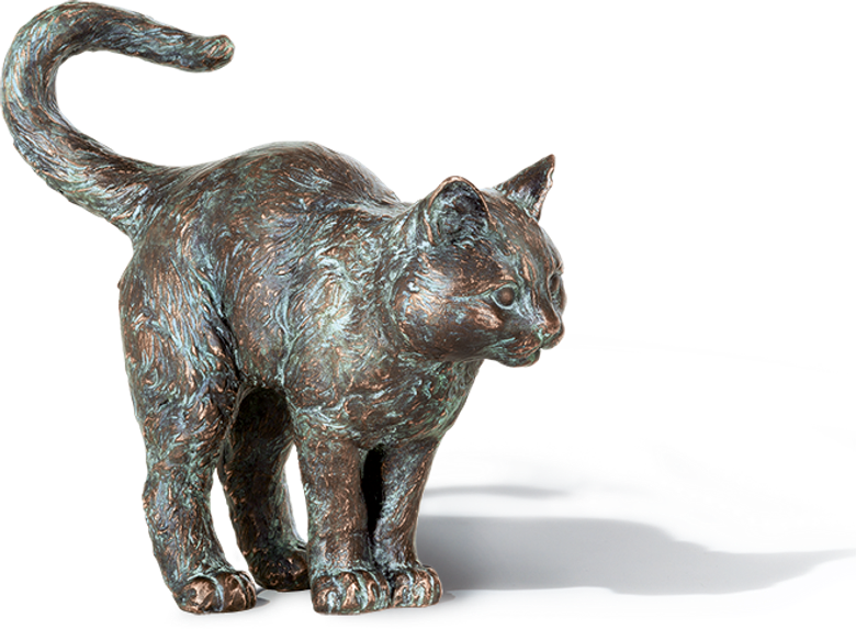 Bronzefigur Stehende Katze von Atelier Strassacker