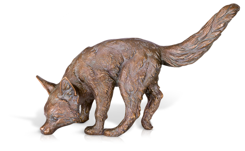 Bronzefigur Jungfuchs, schnüffelnd von Atelier Strassacker