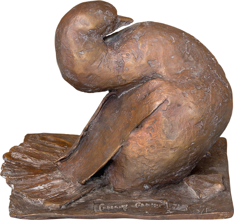 Bronzefigur Sitzende Ente von Gotthelf Schlotter