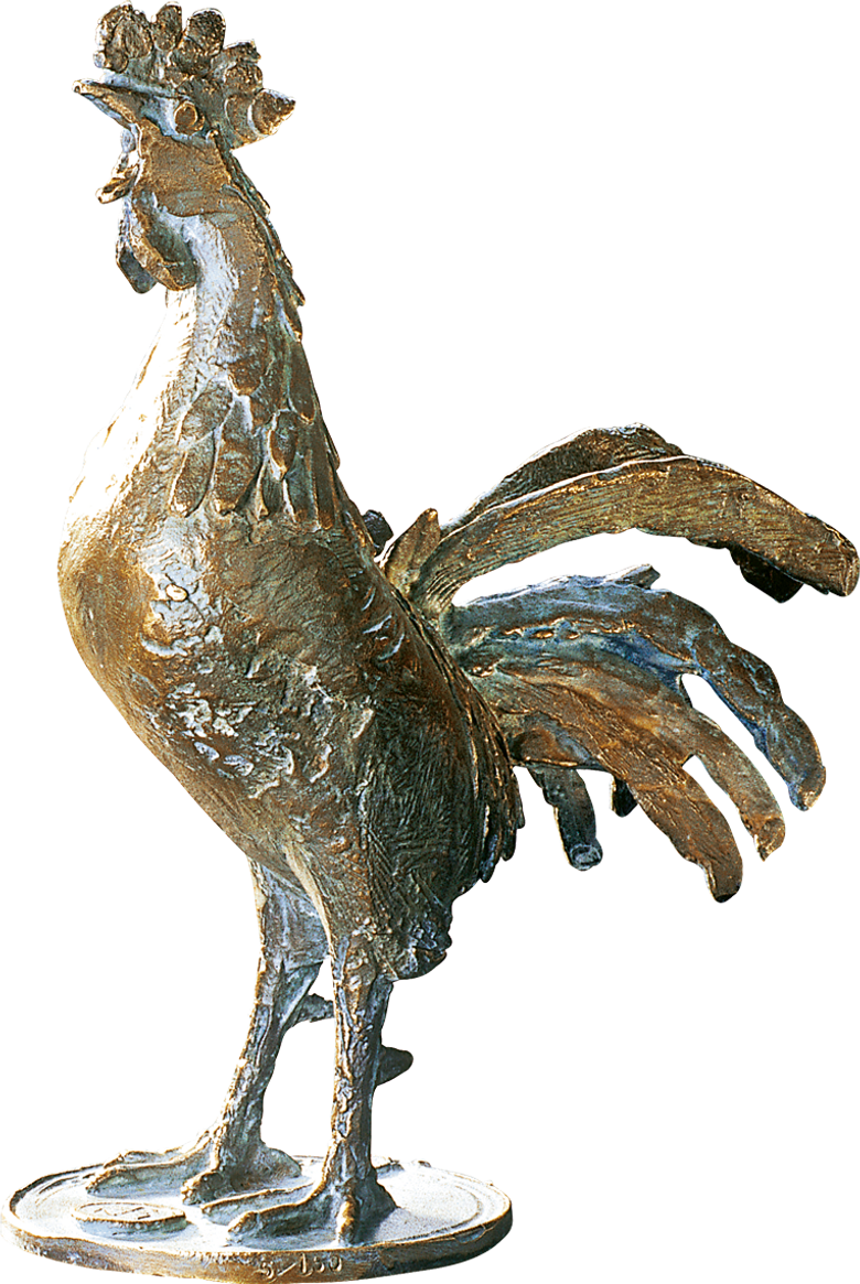 Bronzefigur Hahn von Hans Nübold